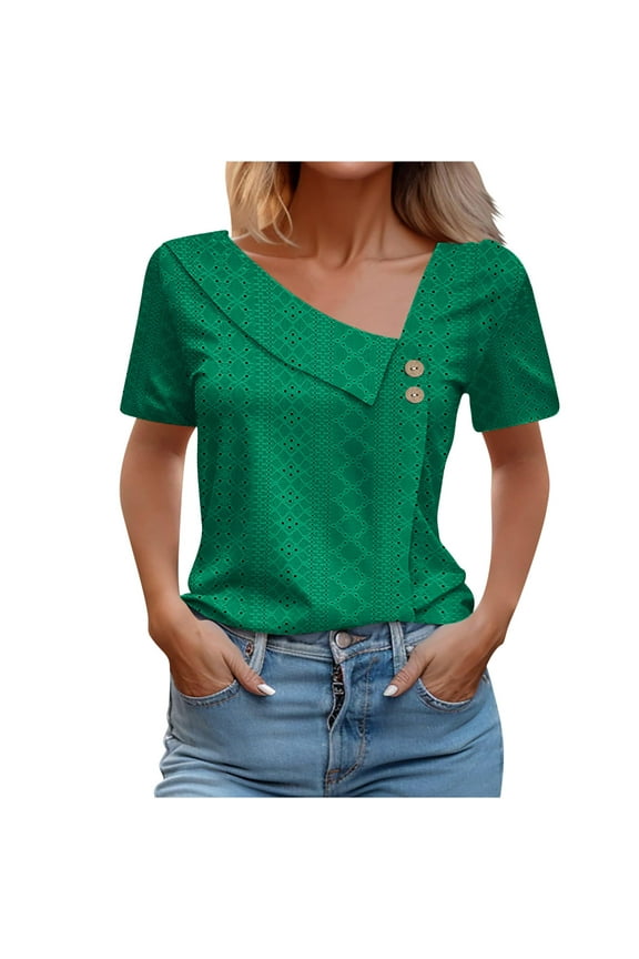 Women Blouses Women Blouses Tops Elegant Ladies Print Tops Work Long Womens Tunics Small T Long Sleeve Sleeve Athletic Shirts for Elbow Patch Shirt Womens Small Summer V Green M