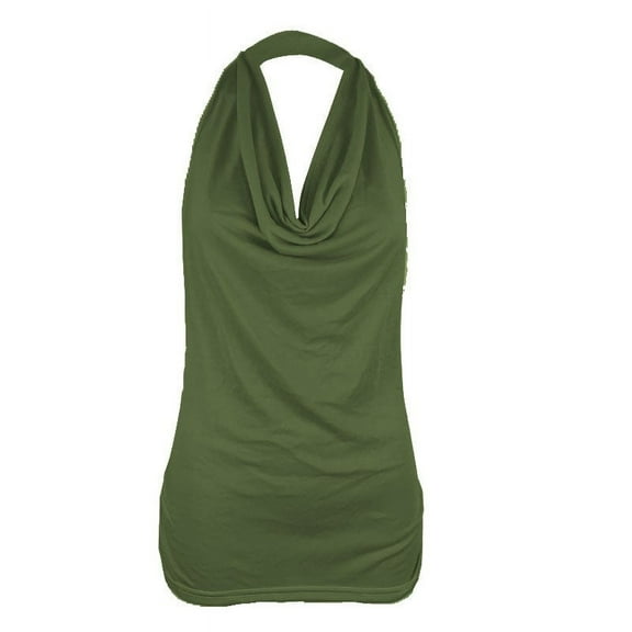 Women Blouses Women Drape Cowl Neck Tank Blouse Backless Sleeveless Vest Tops Crop Workout Top Pack 4 1 Womens Athletic Top Boy Dip Tops Women