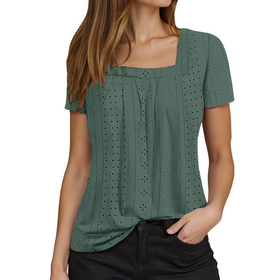 Women Blouses Women Long Sleeve Fancy Tops X for V Neck Sweater Pajama Shirt Long Sleeve Knit Shirt Womens Pajama Tops Womens Casual Solid Color Button up Green L