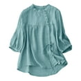 thumbnail image 1 of Women Blouses Women Polyester Top Oversized Blouses Satin Scrub Tee Shirts Business Shirts Dry Wear Shirt Loose T Shirt Womens plus Tops Dressy Casual Undershirt Warmth T Blue 2XL, 1 of 5