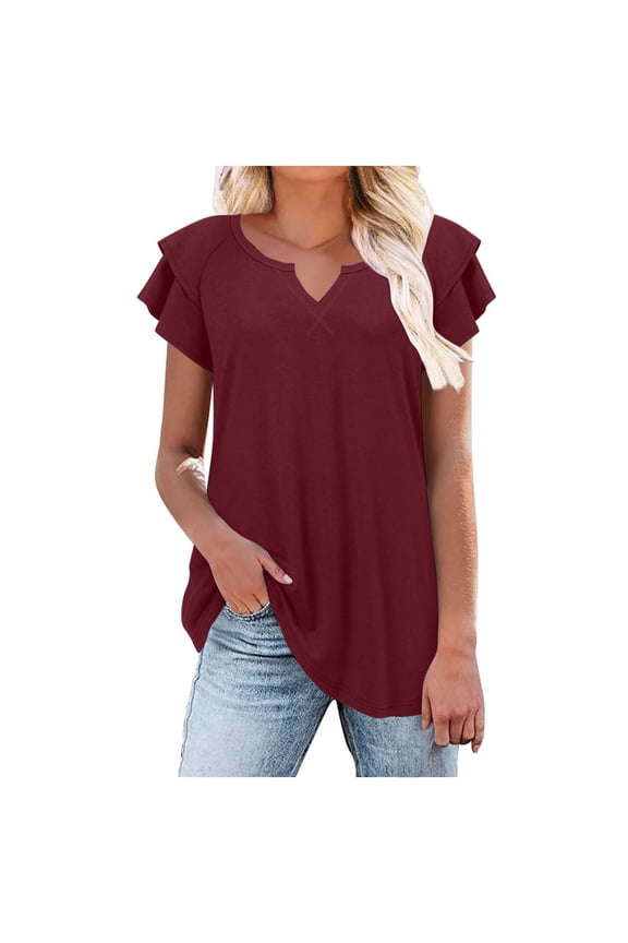 Women Blouses Women Summer Short Sleeves Summer Short Sleeve Tops for Sexy Crop Top Comfort Tops Opaque Long Sleeve Tight Fitted Shirts S Long Tees Shirt with Fancy Sweater Red S