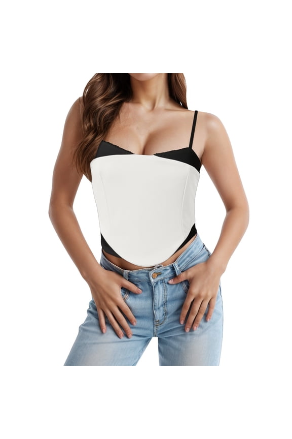 Women Blouses Women Wrap Corset Bustier Crop Top Spaghetti Strap Tank Tops Open Back Irregular Hem Zipper Vest Tube Band Tops Beauty for Long Sleeve Shirt Crop Top Mesh Spandex