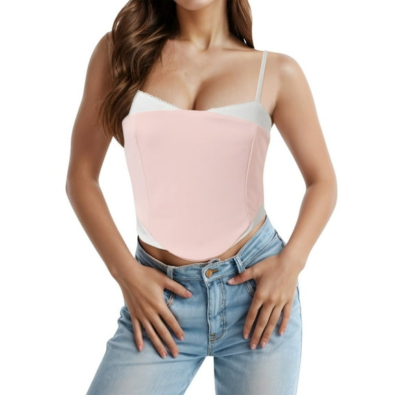 Women Blouses Women Wrap Corset Bustier Crop Top Spaghetti Strap Tank Tops Open Back Irregular Hem Zipper Vest Tube Band Tops Beauty for Long Sleeve Shirt Crop Top Mesh Spandex