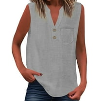 Women Blouses Women's Clothing Fashion Women's Shirts For Casual Wear Summer Sleeveless Button Up Top Versatile Solid Color Blouse For Jeans