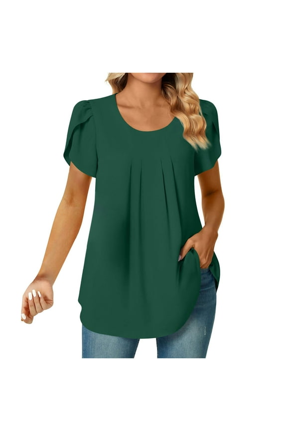 Women Blouses Women's Shirts And Blouses for Fall Short Sleeve Swing Tops for Womens Tunic Tips plus Size Women 3x Plain Long Sleeve Shirts Oversized Tops Trending Clothes Green XL
