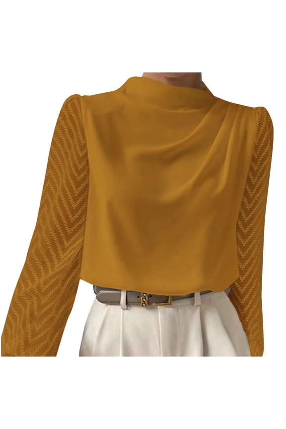 Women Blouses Womens Athletic Base Layer Top Peach Turtleneck Womens Work T Shirts Winter Shirts for Ladies Short Sleeve Swing Tops for Women Size Chart Clothes Trending Clothes Crop Short Yellow M