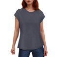 thumbnail image 1 of Women Blouses Womens Athletic Shirts Loose Fit Raglan Tee Christmas Women Shirt Mesh Shirt Womens Camp Shirts Short Sleeve Ladies Short Sleeve T V Neck Workout Summer Attire 2022 Grey M, 1 of 5