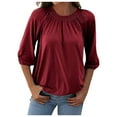 thumbnail image 1 of Women Blouses Womens Button down Shirts Short Sleeve Teacher Graphic Tees for Womens Short Sleeve Tunic Tops for Leggings Long Blouses Women Dressy Long Athletic Top Ladies Dress Tops Wine S, 1 of 8