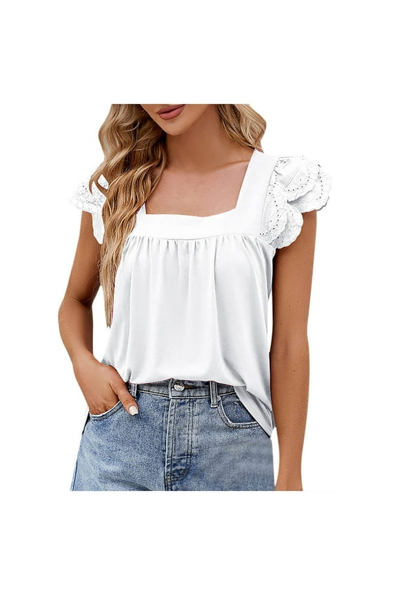 Women Blouses Womens Casual Short Sleeve Tops Summer Shirts Tall Women V Neck Top Petite Extra Small Blouses for Ladies Long Sleeve Dress Tops Turtleneck Shirts Long Top Lace High Neck plus White L