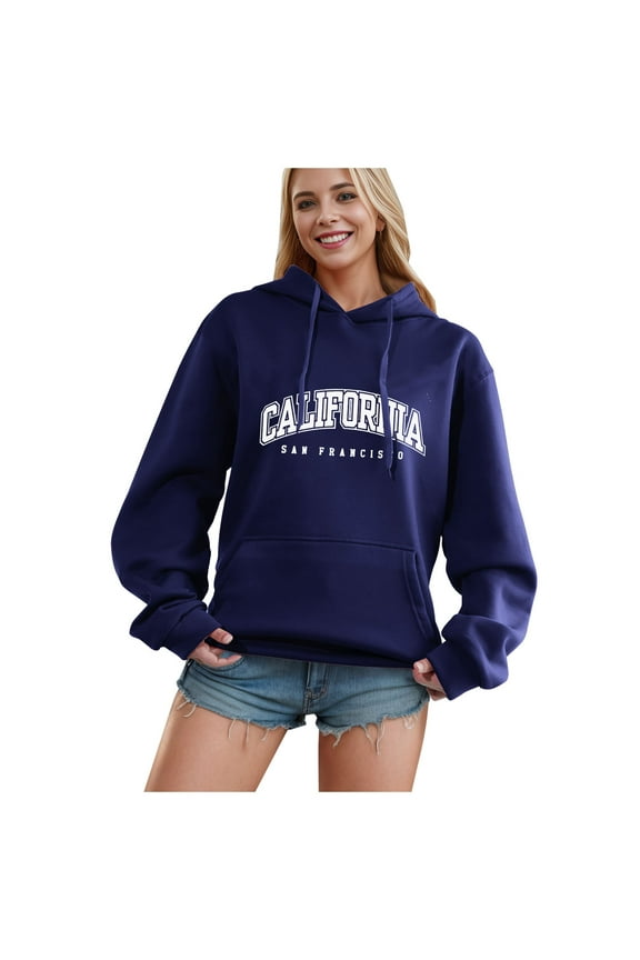 Women Blouses Womens Large Hoodies Women Tunic Sweatshirt Customized Sweaters Long Shirt Hooded Sweatshirt plus Fashion Sweaters Quilted Snap Pullover Men Petite Small Top Lady Pullover Top Blue 2XL