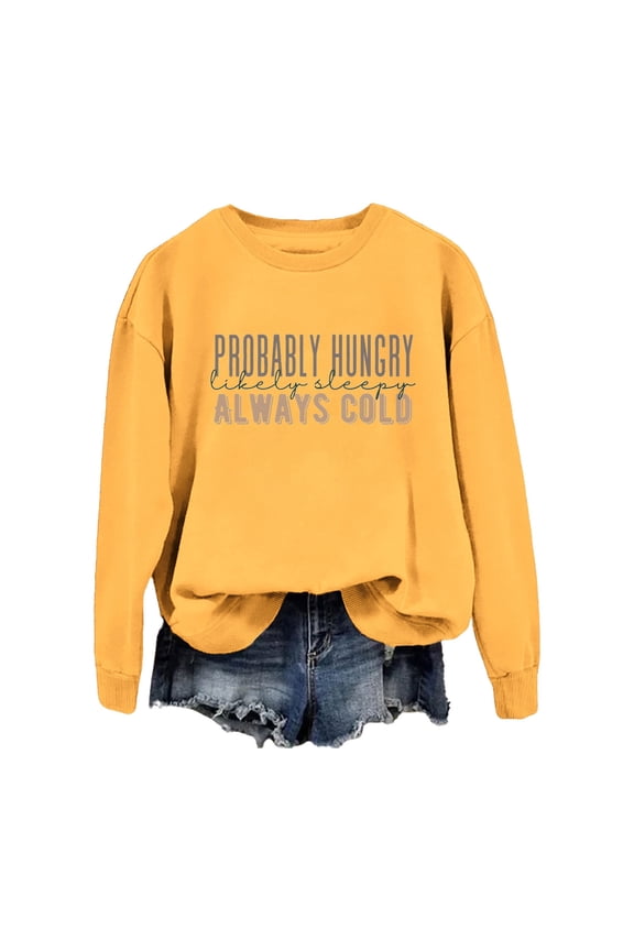 Women Blouses Womens Long Sleeve Sweatshirts Sweater Blouse Women Sweatshirts Blank Three Quarter Sweatshirt X Light Ladies Long Sleeve Pullover Tops Ladies Small Sweatshirt Womens Small Yellow XL