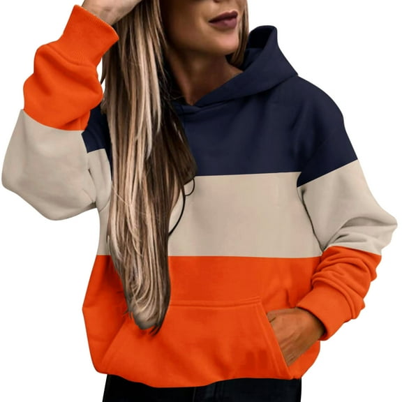 Women Blouses Womens Pullover Sweatshirt Long Women Sweatshirts And Hoodies with Zippers Long Sweater for Womens Letter Print Sleeve Crop Top Sweatshirt Hoodies Scrub Pullover Petite Orange 2XL