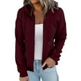 thumbnail image 1 of Women Blouses Womens Sweaters Hoodies Running Long Sleeve Women Cowboys Sweatshirt Hoodie for Men Sweater Soft Women's Zip Hoodie Womens Sweat Jackets Zip up Button Sweatshirts Workout Red M, 1 of 6