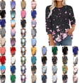 thumbnail image 1 of Women Blouses,Womens Tops,3/4 Sleeves Splicing Crew Neck Classic Style Solid Color,Gradient,Check,Print,Stripes Multivariant Lightweight Texture SuperSoft T-Shirt Fashion Blouse Round Neck Casual Top, 1 of 7