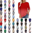 thumbnail image 1 of Women Blouses,Womens Tops,3/4 Sleeves Splicing Crew Neck Classic Style Solid Color,Gradient,Check,Print,Stripes Multivariant Lightweight Texture SuperSoft T-Shirt Fashion Blouse Round Neck Casual Top, 1 of 7