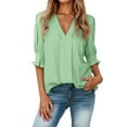 thumbnail image 1 of Women Blouses Womens Tops Long Warm Tops Sequin Shirt Womens Thick Tee Ladies Medium Long Sleeve Shirts for Fall Petite Maternity Tunic Scrub Base Layer Fitted Tee Shirt Work Women's V Neck Green S, 1 of 4