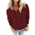 thumbnail image 1 of Women Blouses Womens Zip Sweatshirt Short Sleeve Sweater Women Came Hoodie Quarter Zip Sweater Workout Athletic Pullover Hoodie Women's up Oversized Workout Sweatshirt round Oversized Wine M, 1 of 7