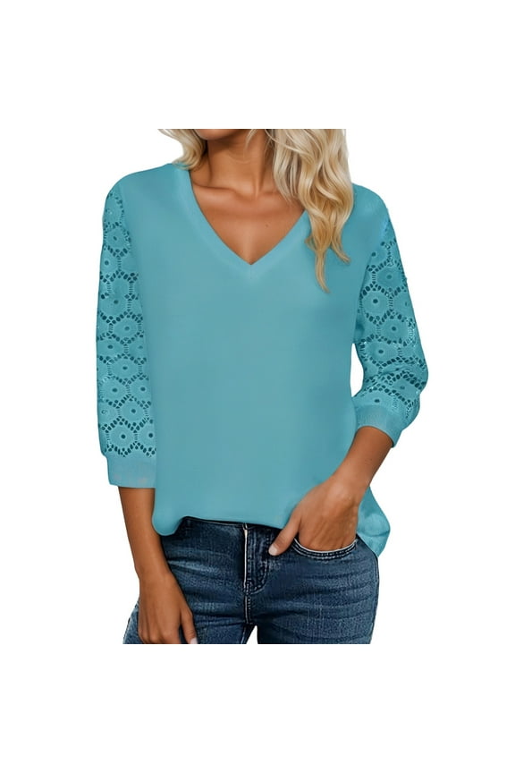 Women Blouses Work Blouse Knit Sheer Blouse Top Lady S Long Shirts plus Size Women Metallic Medium Womens V Neck Stretchy Dress Shirts And Blouses Womens Short Sleeve Knit Tops Business Mint Green 2XL