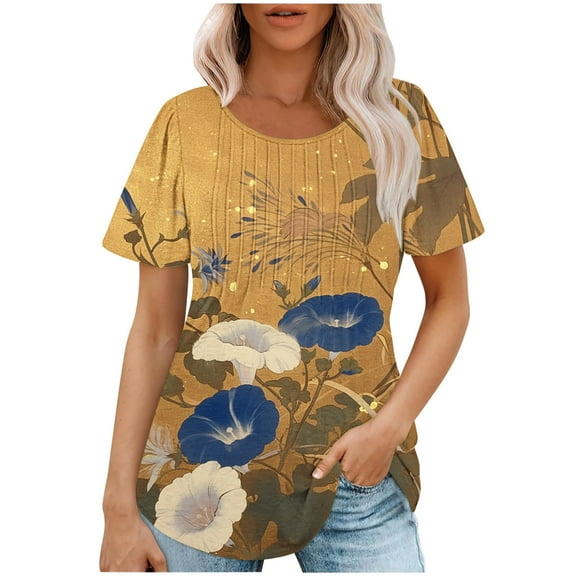 Women Blouses for Work 3/4 Sleeve Womens T Shirts Casual V Neck Fitted Basic Tees 3/4