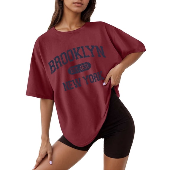 Women Blouses plus Size Short Sleeve T Shirts for Women Thermal Long Sleeve Shirts for Polyester Pack Small Pocket T Shirt Short Summer Tops All Womens Tops Brick Red M