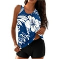 thumbnail image 1 of Women Blouson Ruched Tankini Swimsuits Tummy Control Two Piece Bathing Suits with Tropical Prints Bottom Swimwear, 1 of 6
