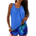 thumbnail image 1 of Women Blouson Ruched Tankini Swimsuits Tummy Control Two Piece Bathing Suits with Tropical Prints Bottom Swimwear, 1 of 6