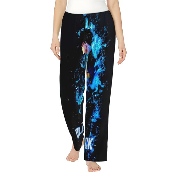 Women Blue Ball Loc-,K Pajamas Pant 3d Printed Sleepwear Drawstring Sleep Lounge Pants With Pocket