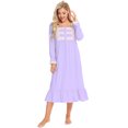 thumbnail image 1 of Women Blue Nightgown Classic Nightwear Long Sleeve Retro Pajama Dress Soft Cotton Loungewear with Pockets, 1 of 9