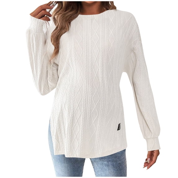 Women Boat Neck Long Sleeve Sweater 2025 Fall Trendy Loose Fit Knit Tops Oversized Side Slit Pullover Sweaters