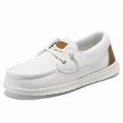 Women Boat Shoes Business Casual Shoes with Arch Suppprt Lightweight Cloud White Size 9.5