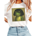 thumbnail image 1 of Women Bob Wig Frog Vintage Art Graphic Tees T Shirt Tops Round Neck Cotton T Shirt White S-5XL, 1 of 4