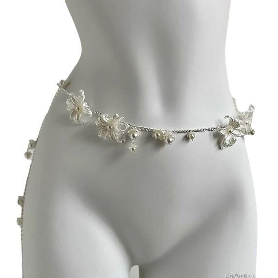 Women Body Chain'Jewelry Multi-layer Pearl Multi-layer Flower Tassel Belt,