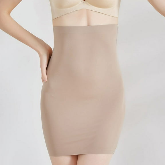 Women Body Shaping Half Slips Shaper Cool Comfort Seamless Slip Shapewear Under Dress Tight Skirt Undergarments, Beige Small
