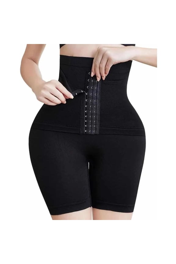 Women Body Shaping Pants Adjust Buckles Buttock Lifting Belly Slimming High Waist Tights Black XS/S(83105lb)