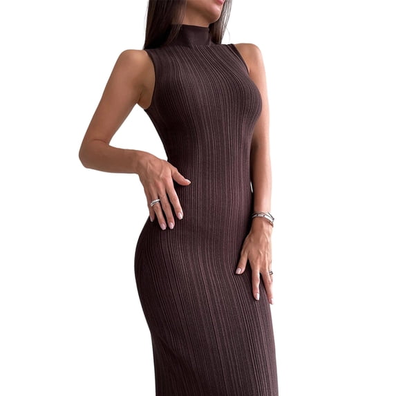 Women Bodycon Maxi Dress Casual Long Dresses Brown S