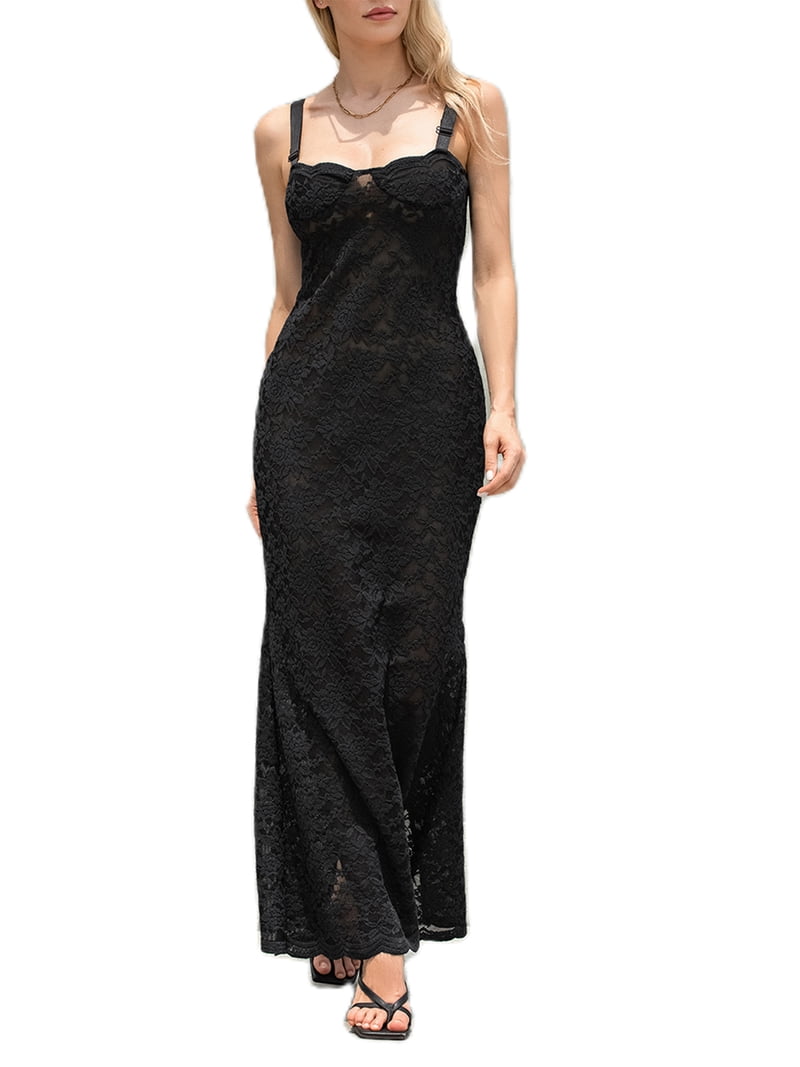 chinese dress ladies Molded Opaque X Sheer Bodycon Maxi Dress