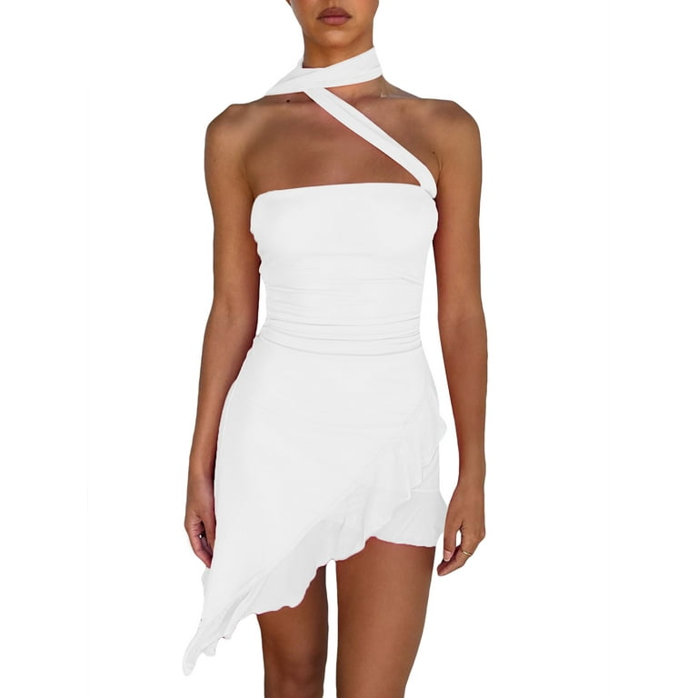 Fashion Sleeveless High Collar Irregular Bodycon Dress Fashion Sleeveless High Collar Irregular Bodycon Dress