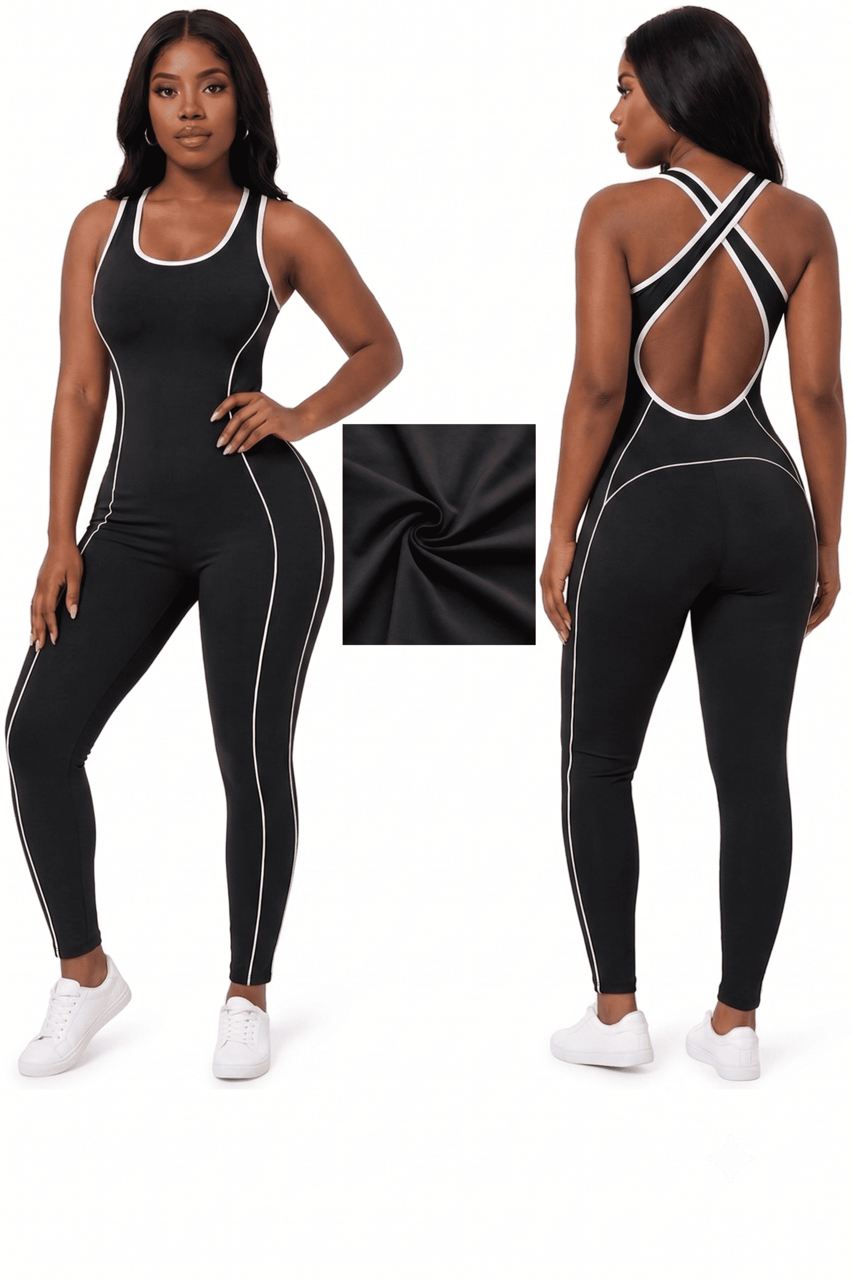 Black Open Back Bodysuit