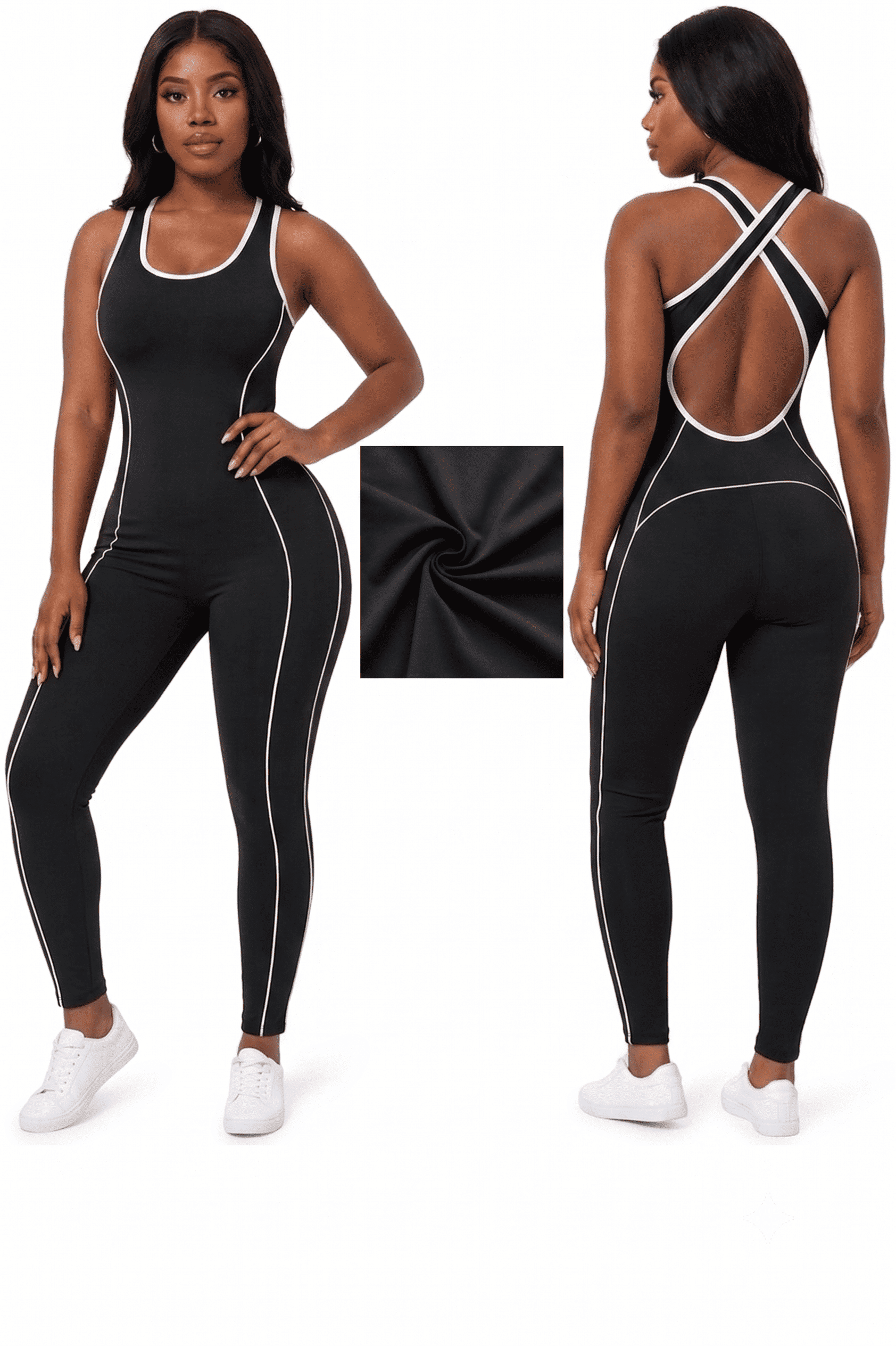 Black Open Back Bodysuit