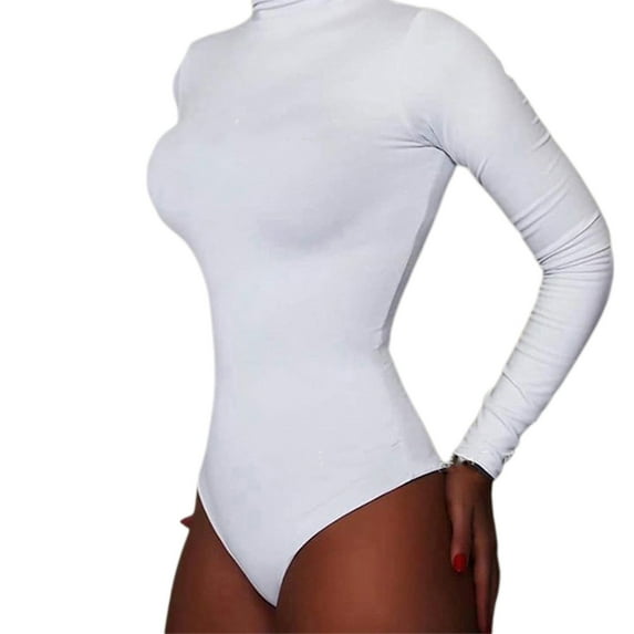 Women Bodysuit Solid Color Turtleneck Sexy Hip Wrap Stretchy One-Piece Underwear for Yoga