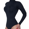 thumbnail image 1 of Women Bodysuit Solid Color Turtleneck Sexy Hip Wrap Stretchy One-Piece Underwear for Yoga, 1 of 7