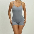 thumbnail image 1 of Women Bodysuit Summer Onesie Sexy Tight Bottoms Adjustable Strap Body Suits Cutout Back Pleated Slimming Shapewear, Gray, M, 1 of 7