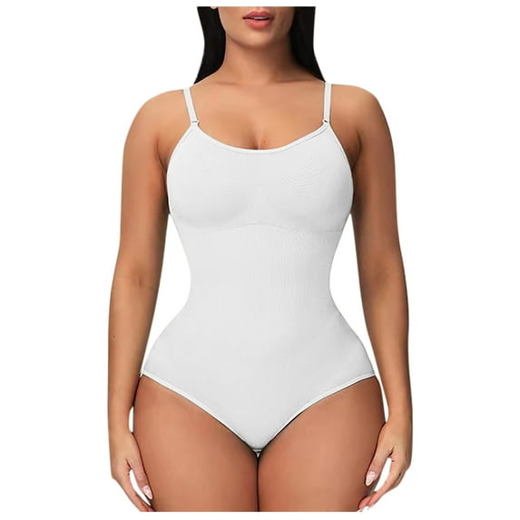 Women Bodysuit Tummy Control Clearance Sleeveless Spaghetti Strip Stretchy Sculpting Body Suits Seamless Tummy Control Snatched Waist Bodysuits Ribbed Casual Body Suit Prime Deals Day Today