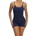 thumbnail image 1 of Women Bodysuit Unitard Shorts Workout Jumpsuits Rompers Adjustable Strap One Piece Gym Yoga Summer Outfits (Large, Navy), 1 of 4