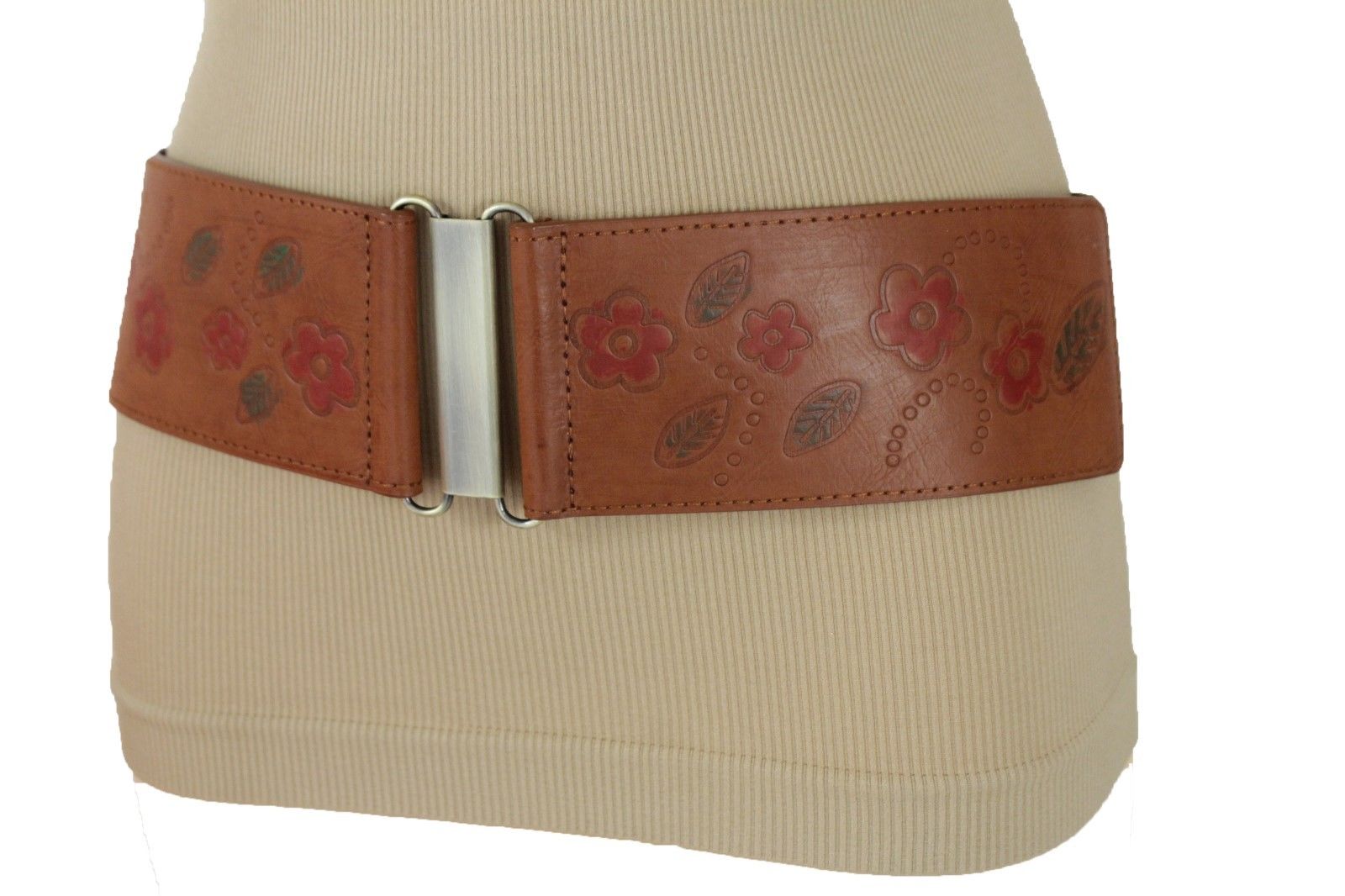 Unique flower leather belt with elastic band Bloom and Bling Cut-Out Leather Belt- Custom handmade  main image 4