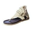 thumbnail image 1 of Women Bohemian Gladiator Fringe Casual Sandals Clip Toe Flip Flops Sandals Ankle Boots Beach Shoes, 1 of 5