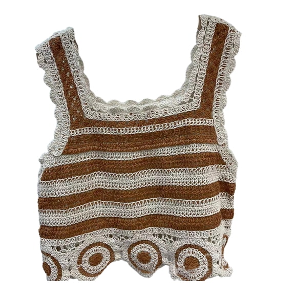 Women Bohemian Knitted Crop for Top Hollow Out Crochet Geometric Pattern Camisole Vintage Sleeveless Beach V