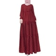 thumbnail image 1 of Women Bohemian Polka Dot Print Dress Long Sleeves Prayer Clothes Nigerian Dresses for Women English Turkish Women Dress Hijab Dress for Women Neck Cover Hijab for Women Gowns Dresses Party Wear, 1 of 5