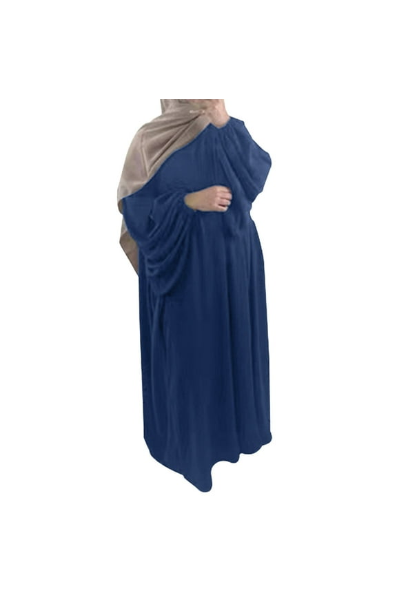 Women Bohemian Polka Dot Print Dress Sleeves Prayer Clothes Chiffon Hijab Long Sleeved Maxi Dress Chiffon Nigerian Dresses for Women Hijab for Women Dress Fashion Dress Monk Robes for Men Long Sleeve
