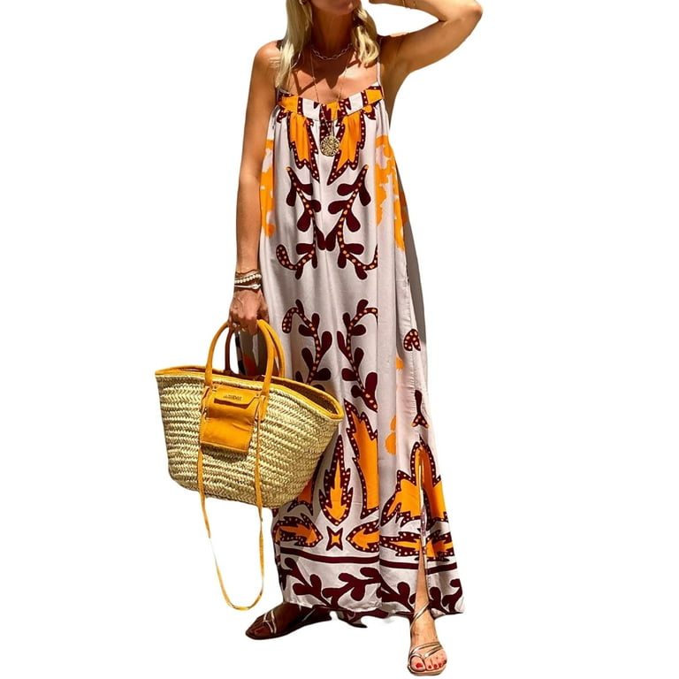 Backless Floral Strap Vacation Long Bohemian Dresses Backless Floral Strap Vacation Long Bohemian Dresses